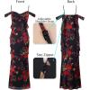 image:imageVFSHOW Womens Spaghetti Strap Ruffle Ruched Bodycon Maxi Long Dress 2026 Off the Shoulder Formal Prom Evening Gala GownBlack With Red Floral Print