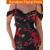 image:imageVFSHOW Womens Spaghetti Strap Ruffle Ruched Bodycon Maxi Long Dress 2026 Off the Shoulder Formal Prom Evening Gala GownBlack With Red Floral Print