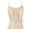 image:imageVFSHOW Womens Summer Halter Scoop Neck Casual Loose Sundress Spaghetti Strap Pocket Beach Vacation A Line Long Cami DressSolid Beige