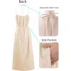 image:imageVFSHOW Womens Summer Halter Scoop Neck Casual Loose Sundress Spaghetti Strap Pocket Beach Vacation A Line Long Cami DressSolid Beige