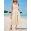 image:imageVFSHOW Womens Summer Halter Scoop Neck Casual Loose Sundress Spaghetti Strap Pocket Beach Vacation A Line Long Cami DressSolid Beige
