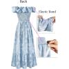 image:imageVFSHOW Womens Summer Off the Shoulder Wedding Guest Dress 2026 Ruffle Pocket Sleeveless Formal A Line Flowy Long Maxi DressesLight Blue Floral