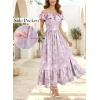 image:imageVFSHOW Womens Summer Off the Shoulder Wedding Guest Dress 2026 Ruffle Pocket Sleeveless Formal A Line Flowy Long Maxi DressesLight Purple