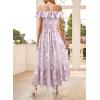image:imageVFSHOW Womens Summer Off the Shoulder Wedding Guest Dress 2026 Ruffle Pocket Sleeveless Formal A Line Flowy Long Maxi DressesLight Purple
