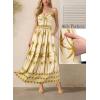 image:imageVFSHOW Womens Summer Spaghetti Strap V Neck Long Dress 2026 Casual Beach Vacation Wedding Guest Pockets Flowy A Line SundressBeige Floral