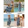 image:imageVFSHOW Womens Summer Spaghetti Strap V Neck Long Dress 2026 Casual Beach Vacation Wedding Guest Pockets Flowy A Line SundressBlue Floral