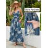 image:imageVFSHOW Womens Summer Spaghetti Strap V Neck Long Dress 2026 Casual Beach Vacation Wedding Guest Pockets Flowy A Line SundressBlue Floral