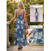 image:imageVFSHOW Womens Summer Spaghetti Strap V Neck Long Dress 2026 Casual Beach Vacation Wedding Guest Pockets Flowy A Line SundressBlue Floral