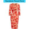 image:imageVFSHOW Womens Vintage Square Neck Work Office Business Dress Elegant Casual Cocktail Party Church Bodycon Pencil Sheath DressOrange Floral Print