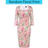 image:imageVFSHOW Womens Vintage Square Neck Work Office Business Dress Elegant Casual Cocktail Party Church Bodycon Pencil Sheath DressPink Floral Print
