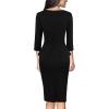 image:imageVFSHOW Womens Wear to Work Front Zipper V Neck Peplum Business Office Church Flattering Pencil Sheath DressBlack