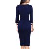 image:imageVFSHOW Womens Wear to Work Front Zipper V Neck Peplum Business Office Church Flattering Pencil Sheath DressDark Blue