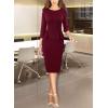 image:imageVFSHOW Womens Wear to Work Front Zipper V Neck Peplum Business Office Church Flattering Pencil Sheath DressDark Red