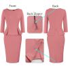 image:imageVFSHOW Womens Wear to Work Front Zipper V Neck Peplum Business Office Church Flattering Pencil Sheath DressDusty Pink