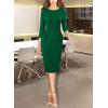 image:imageVFSHOW Womens Wear to Work Front Zipper V Neck Peplum Business Office Church Flattering Pencil Sheath DressGreen Emerald