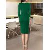 image:imageVFSHOW Womens Wear to Work Front Zipper V Neck Peplum Business Office Church Flattering Pencil Sheath DressGreen Emerald