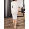 image:imageVFSHOW Womens Wear to Work Front Zipper V Neck Peplum Business Office Church Flattering Pencil Sheath DressOffwhite