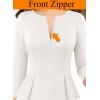 image:imageVFSHOW Womens Wear to Work Front Zipper V Neck Peplum Business Office Church Flattering Pencil Sheath DressOffwhite