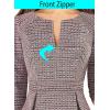 image:imageVFSHOW Womens Wear to Work Front Zipper V Neck Peplum Business Office Church Flattering Pencil Sheath DressPink Plaid Tweed