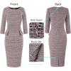 image:imageVFSHOW Womens Wear to Work Front Zipper V Neck Peplum Business Office Church Flattering Pencil Sheath DressPink Plaid Tweed