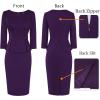 image:imageVFSHOW Womens Wear to Work Front Zipper V Neck Peplum Business Office Church Flattering Pencil Sheath DressPurple