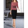 image:imageVFSHOW Womens Wear to Work Front Zipper V Neck Peplum Business Office Church Flattering Pencil Sheath DressRed Tweedblack