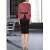 image:imageVFSHOW Womens Wear to Work Front Zipper V Neck Peplum Business Office Church Flattering Pencil Sheath DressRed Tweedblack