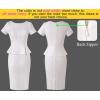 image:imageVFSHOW Womens Work Business Office Front Zipper Peplum Bodycon Dresses Elegant Short Sleeve Slim Church Pencil Sheath DressOffwhite