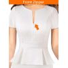 image:imageVFSHOW Womens Work Business Office Front Zipper Peplum Bodycon Dresses Elegant Short Sleeve Slim Church Pencil Sheath DressOffwhite