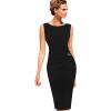 image:imageVFSHOW Womens Work Office Business Casual Sleeveless Ruched Elegant Professional Church Cocktail Party Pencil Sheath DressBlack