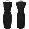 image:imageVFSHOW Womens Work Office Business Casual Sleeveless Ruched Elegant Professional Church Cocktail Party Pencil Sheath DressBlack Pinstriped Print