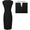 image:imageVFSHOW Womens Work Office Business Casual Sleeveless Ruched Elegant Professional Church Cocktail Party Pencil Sheath DressBlack Pinstriped Print