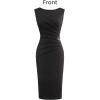 image:imageVFSHOW Womens Work Office Business Casual Sleeveless Ruched Elegant Professional Church Cocktail Party Pencil Sheath DressBlackp