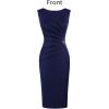 image:imageVFSHOW Womens Work Office Business Casual Sleeveless Ruched Elegant Professional Church Cocktail Party Pencil Sheath DressDark Blue