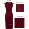 image:imageVFSHOW Womens Work Office Business Casual Sleeveless Ruched Elegant Professional Church Cocktail Party Pencil Sheath DressDark Red