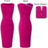 image:imageVFSHOW Womens Work Office Business Casual Sleeveless Ruched Elegant Professional Church Cocktail Party Pencil Sheath DressHot Pink