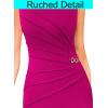 image:imageVFSHOW Womens Work Office Business Casual Sleeveless Ruched Elegant Professional Church Cocktail Party Pencil Sheath DressHot Pink