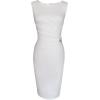image:imageVFSHOW Womens Work Office Business Casual Sleeveless Ruched Elegant Professional Church Cocktail Party Pencil Sheath DressOffwhite