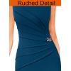 image:imageVFSHOW Womens Work Office Business Casual Sleeveless Ruched Elegant Professional Church Cocktail Party Pencil Sheath DressPeacock Blue