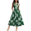 image:imageVFSHOW Womens Casual Halter V Neck Midi Long Dress Wedding Guest Beach Flowy A Line Smocked SundressGreen Floral Print
