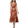 image:imageVFSHOW Womens Cowl Neck Cocktail Formal Wedding Guest Elegant High Low Ruffle Slit Evening Party A Line Long DressBurnt Orange Floral