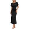 image:imageVFSHOW Womens Ruched Semi Formal Cocktail Dress 2026 Elegant Asymmetrical Neckline Business Church Wedding Guest Long DressBlack