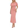 image:imageVFSHOW Womens Ruched Semi Formal Cocktail Dress 2026 Elegant Asymmetrical Neckline Business Church Wedding Guest Long DressPink