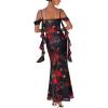 Black With Red Floral Print