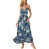 image:imageVFSHOW Womens Summer Spaghetti Strap V Neck Long Dress 2026 Casual Beach Vacation Wedding Guest Pockets Flowy A Line SundressBlue Floral