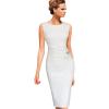 image:imageVFSHOW Womens Work Office Business Casual Sleeveless Ruched Elegant Professional Church Cocktail Party Pencil Sheath DressOffwhite