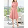 image:imageVFSHOW Womens 2024 Business Work Office Pockets Belted Buttons Elegant Fit and Flare ALine DressPink