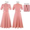 image:imageVFSHOW Womens 2024 Business Work Office Pockets Belted Buttons Elegant Fit and Flare ALine DressPink