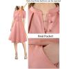image:imageVFSHOW Womens 2024 Business Work Office Pockets Belted Buttons Elegant Fit and Flare ALine DressPink