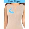 image:imageVFSHOW Womens Front Zipper Work Business ALine Dress Elegant Professional Office Career Church Fit and Flare Skater DressesApricot Knitcream Stripes